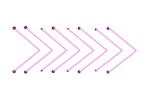 Pink arrows pointing to the right isolated on transparent background