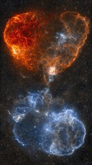 Cosmic cloud pair, vibrant colors, nebulae