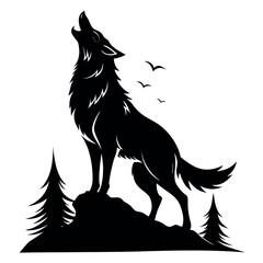 Wolf silhouette isolated on white. wolf vector illustration