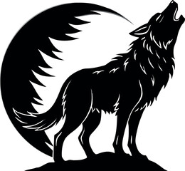 Wolf silhouette isolated on white. wolf vector illustration