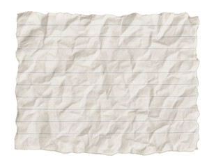 Crumbled lined notebook paper ripped into a rectangle.