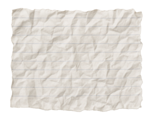 Crumbled lined notebook paper ripped into a rectangle.
