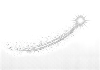 Shooting star with sparkling trail isolated on transparent background