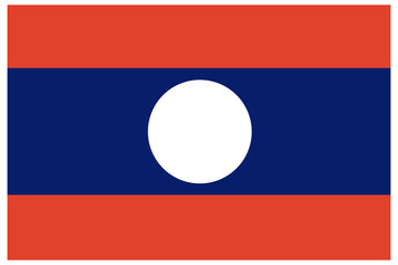Flag of Laos isolated over transparent background with indents.
