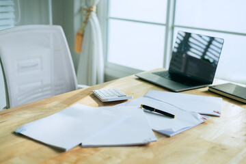 Documents placed on the office desk
