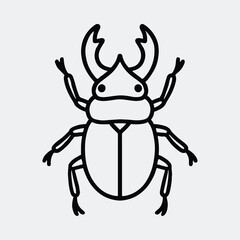 Silhouette stag beetle insect minimal black outline vector illustration