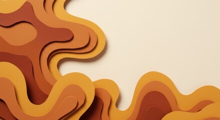 Fototapeta premium Abstract paper cut background illustration with brown and orange layers for design and decoration
