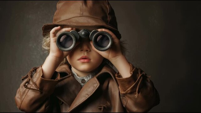 Young boy detective on a mystery hunt