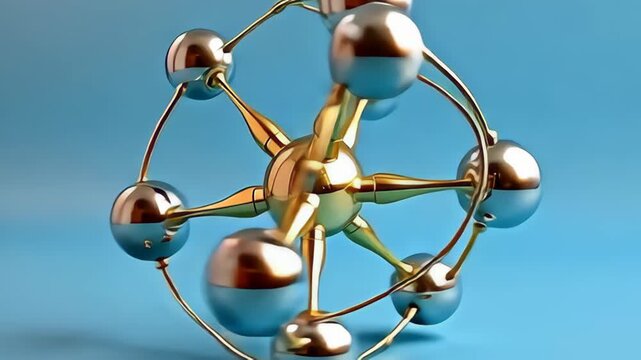 visualise an intricate, metal speck orbit done it possess mirror layers, mull lambency metallic and golden shades patch spin apace framing ampere clean, cerulean background, tincture impulse