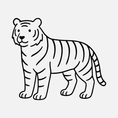 Silhouette tiger outline illustration cute simple design vector illustration