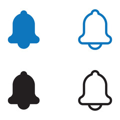 Notification bell icon set. Notification bell solid and line icons set. vector collection. eps file.