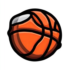 Orange basketball, outlined in black, with panelled design