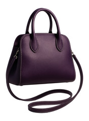 Naklejka premium Elegant purple leather handbag with white stitching.