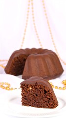 Chocolate bundt cake slice