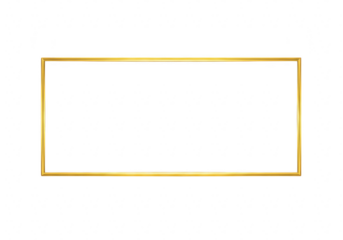 Golden rectangle frame isolated on transparent background