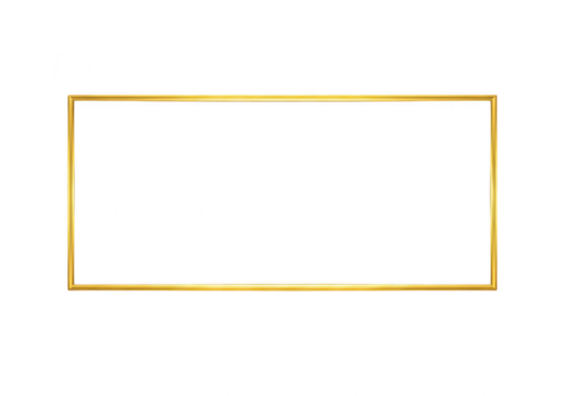 Golden rectangle frame isolated on transparent background