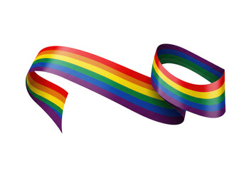 Obraz premium Rainbow pride flag ribbon isolated on transparent background