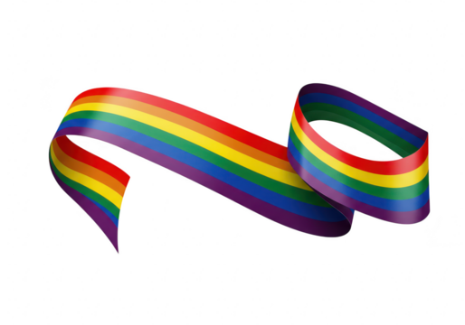 Rainbow pride flag ribbon isolated on transparent background - Powered by Adobe