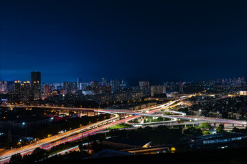 Fototapeta premium The night view of the urban interchange