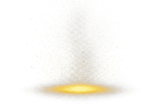 Golden light sparkle effect isolated on transparent background