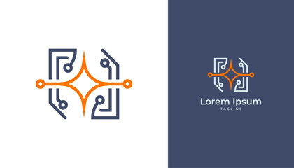 Fototapeta premium Modern abstract tech logo design vector template