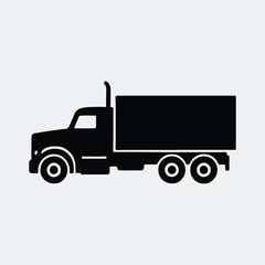 Silhouette truck delivery isolated transportation service heavy vector illustration