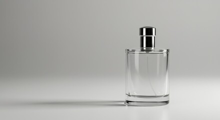 Naklejka premium Minimal transparent fragrance bottle with chrome cap