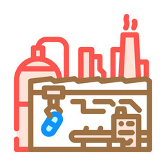 pharmaceutical plant emissions color icon vector illustration