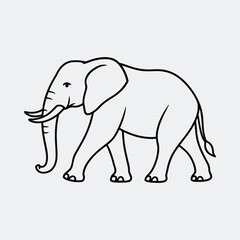 Silhouette walking elephant outline wildlife african mammal vector illustration