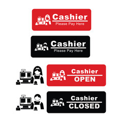 Cashier please pay here sign graphic design vector illustration