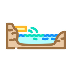 drain pipe releasing dirty water lake color icon vector illustration