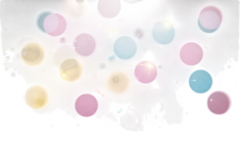 Colorful pastel bubbles isolated on transparent background