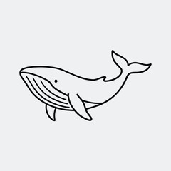 Silhouette whale outline simple marine mammal drawing vector illustration