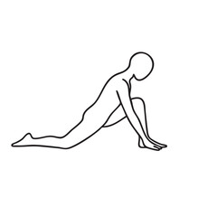 Line Art Illustration of a Person in a Low Lunge Yoga Pose on a White Background