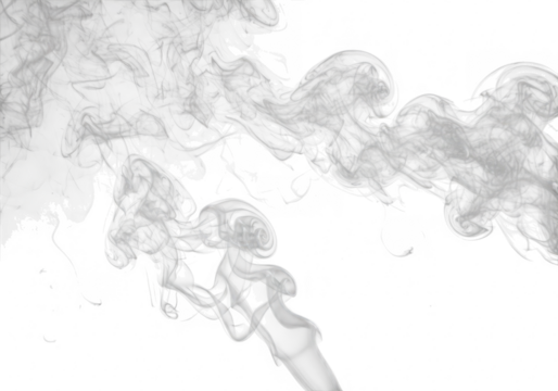 Abstract smoke wisps and swirls isolated on transparent background