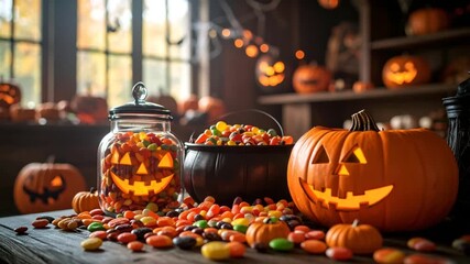 Halloween candy and pumpkins - Powered by Adobe