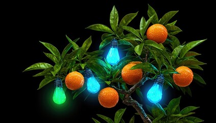 Illuminated orange tree