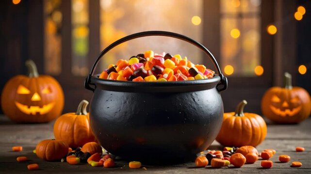 Halloween candy cauldron