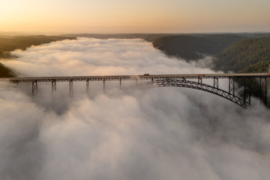 New River Gorge Bridge, West Virginia, Sunrise Fog