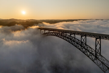 New River Gorge Bridge, West Virginia, Sunrise Fog