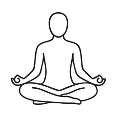 Simple Line Art Illustration of a Person in Lotus Position for Meditation or Yoga Practice