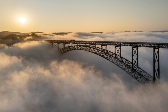 New River Gorge Bridge, West Virginia, Sunrise Fog