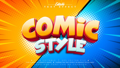Comic Style Editable Text Effect Design Illustrator Graphic Style with Customizable Colorful 3d Cartoon Font on Retro Background. Vector Premium Typography Lettering Illustration Template for Greeting