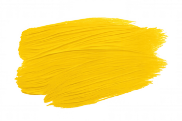 Vibrant yellow brush stroke displaying textural paint mark with translucent background, revealing dynamic artistic gesture