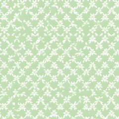 Subtle geometric pattern with light green and white floral elements