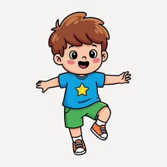 Cartoon Kid Jumping with Joy A Cheerful Illustration for Children's Content