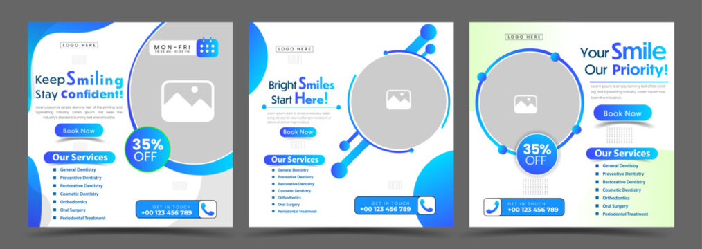 Dental care social media marketing promotion creative modern templates