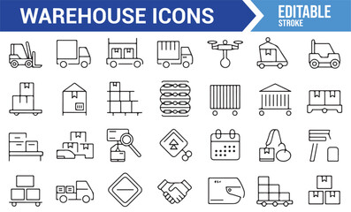 Minimalist Icons for Warehouse Operations and Inventory Tracking