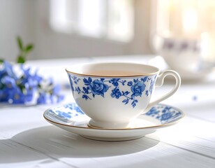 Fototapeta premium A teacup and saucer, floral design