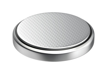 Button cell battery on transparent background